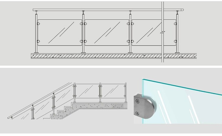 handrail glass clamps