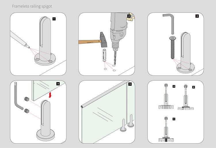 glass balustrade spigot spacing