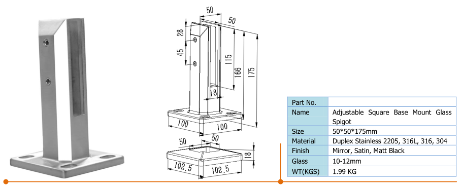 frameless glass balustrade fittings