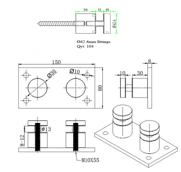 Glass Balustrade Standoff Fittings