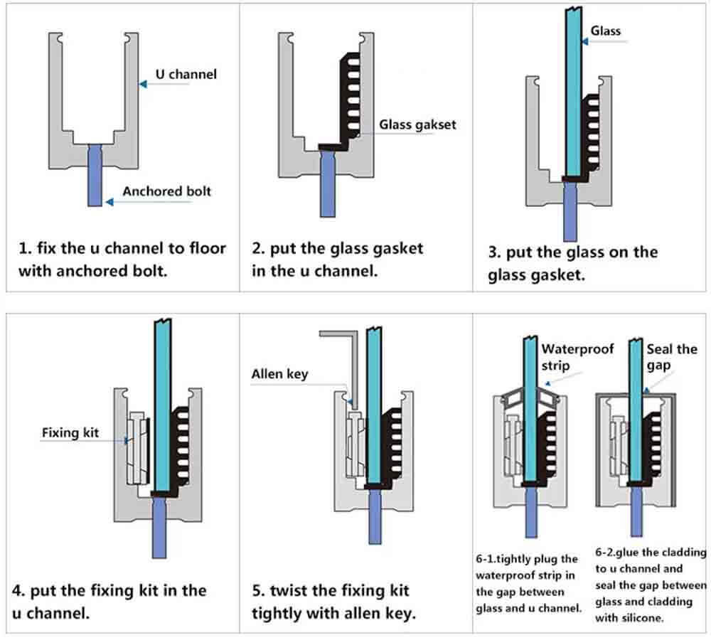 u channel glass railing